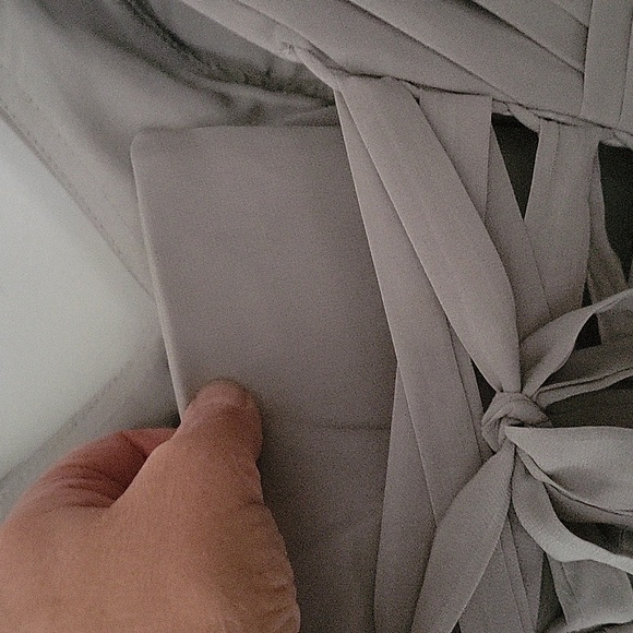 Happy Wedding Gown Gray Green Front Slit Adjustable Laced Back Fully Lined New - Picture 9 of 16